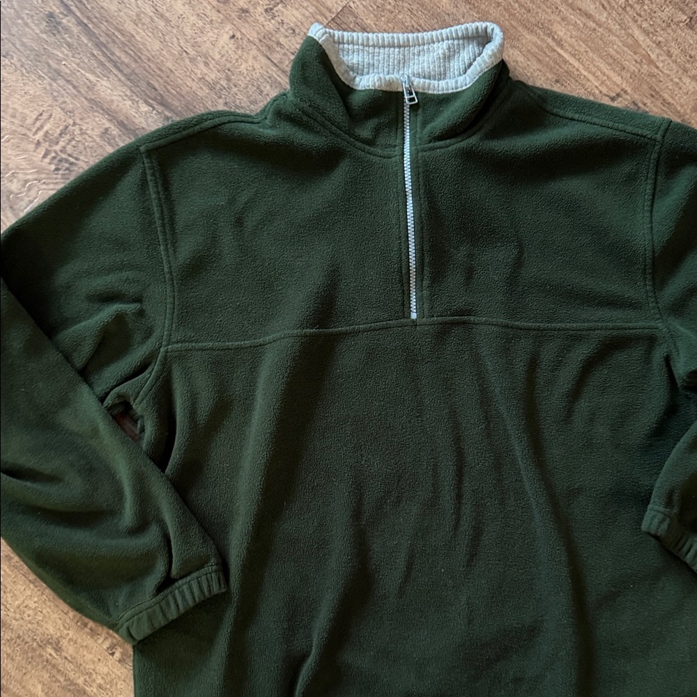 Men's Green Quarter-Zip Fleece Large - Picture 4 of 4